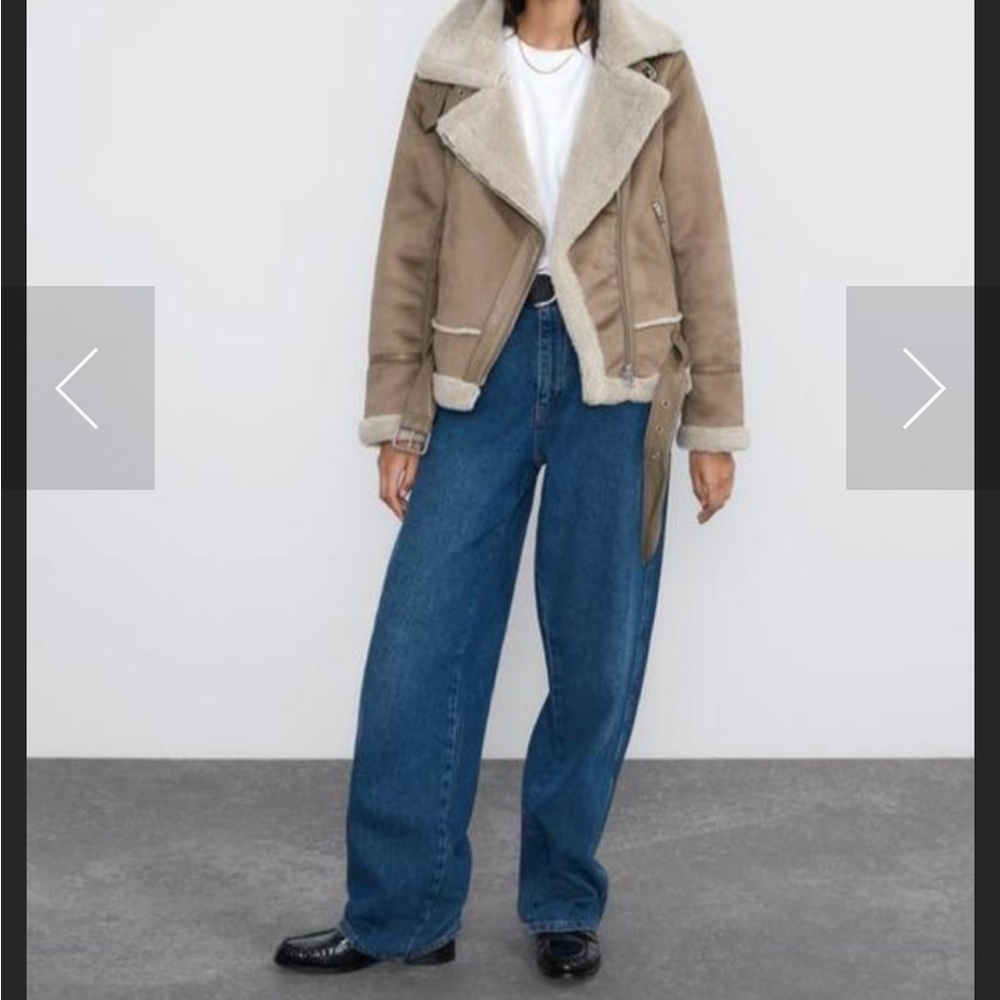 Zara Tan Teddy Jacket with Cream Accents